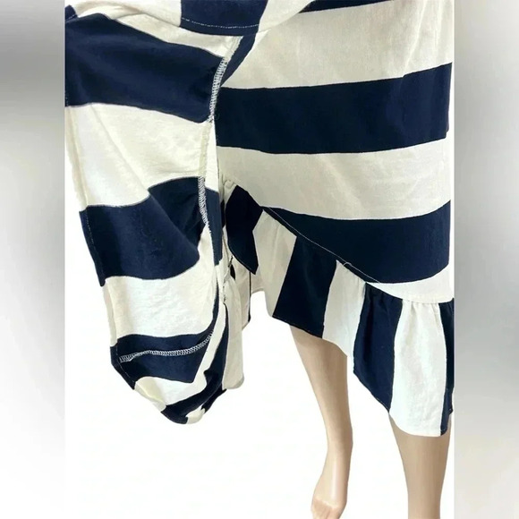 J Crew Women’s Rugby Knit Wrap Skirt Size S White/Navy Blue Stripe Side Tie EUC - Picture 5 of 11